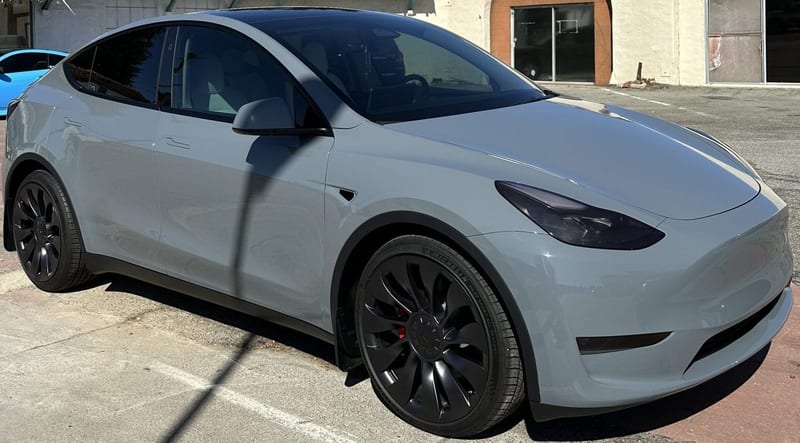Tesla Model 3 with ceramic coating - Blackout Window Tinting Gilroy